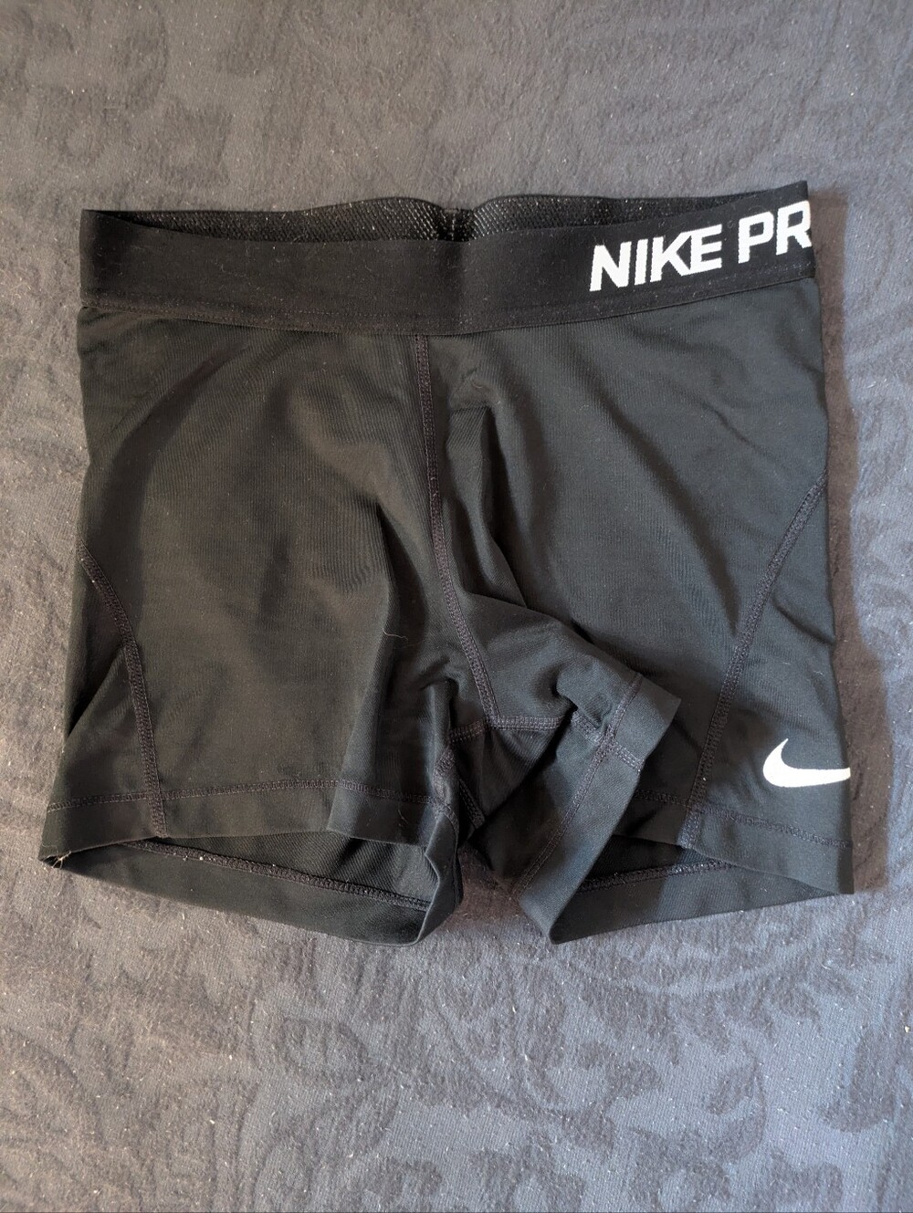 Nike Black Spandex Shorts with White Swoosh Logo - Women's Size Small